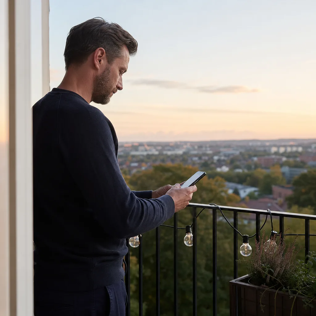 Person aktiverar ett Fello-simkort i mobilen för surf i Telias nät